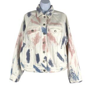 Madewell The Raglan Oversized Jean Jacket Tie Dye Medium Cotton CJ-1217‎